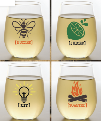 Buzzed Shatterproof Wine Glasses - 4 pk