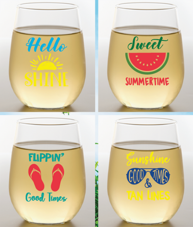Summertime Shatterproof Wine Glasses - 4 pk